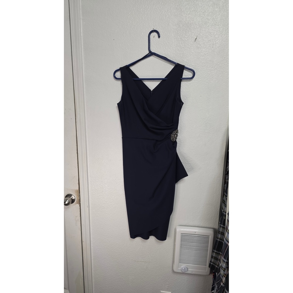 Alex Evenings Cocktail Dress Womens Size 2 Navy Blue New With Tags